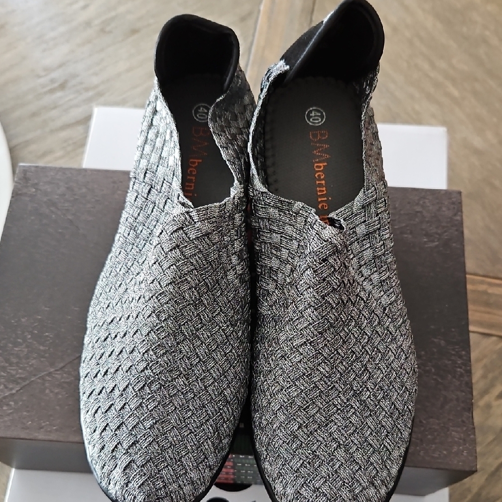 Bzees Black and Gray Slip-On Shoes